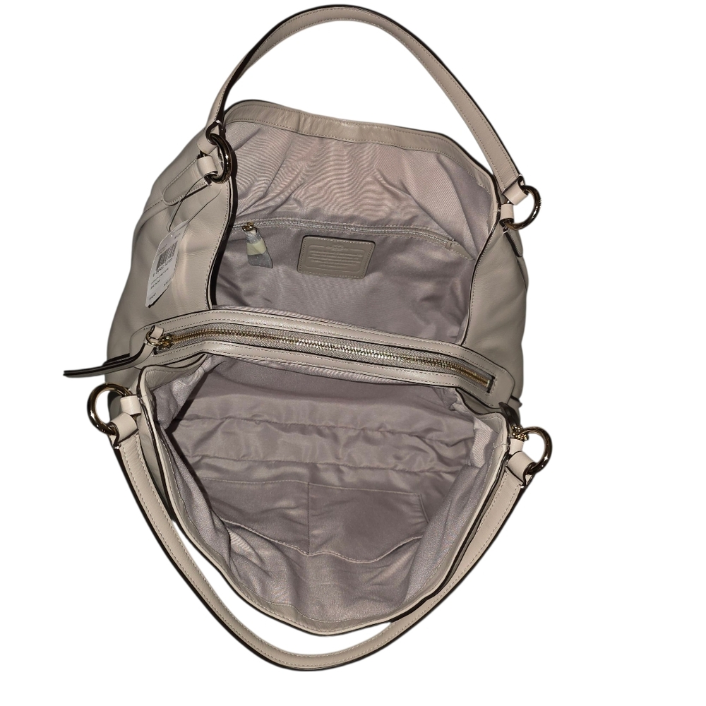 Coach Carlyle NWT F37637 Smooth Leather Shoulder Bag - Grey Birch & Dustbag - Picture 8 of 13